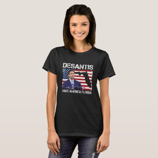 Desantis 2024 Make America Florida Flag Election R Tシャツ (正面フル)