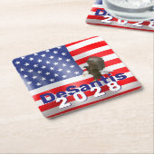DeSantis 2028とBald Eagle スクエアペーパーコースター (アングル)