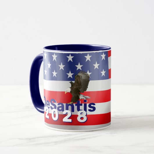 DeSantis 2028とBald Eagle マグカップ (正面左)