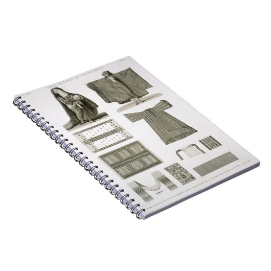 「Descからの絹およびエジプトのコスチュームの例、 ノートブック (右側)