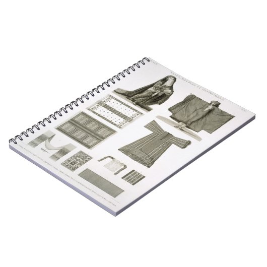 「Descからの絹およびエジプトのコスチュームの例、 ノートブック (左側)