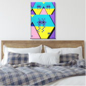 Descending on a Memphis Designed Planet キャンバスプリント (インサイチュ (寝室))