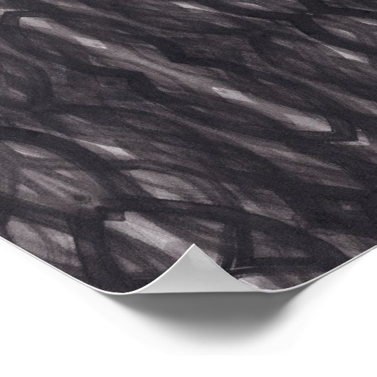 Descent Abstract Dark Black Watercolor Art ポスター (角)