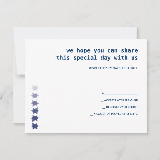 Desendingの星のバーのバルミツワーの応答カード 出欠カード (正面)