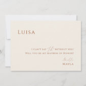 Desert お洒落 Beige Photo Matron of Honor Card 招待状 (裏面)