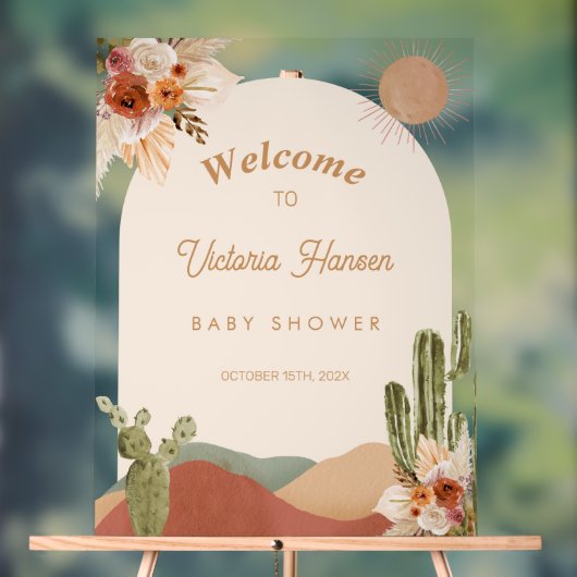 Desert Baby Shower Welcome Sign Southwestern アクリルサイン (ニュートラル)