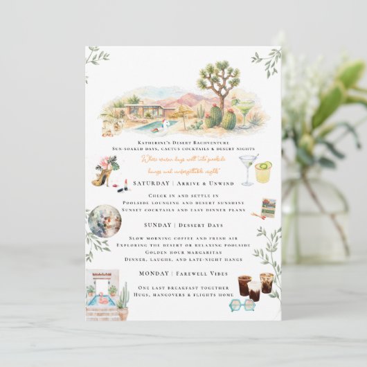 Desert Bachelorette Weekend Itinerary Invitation 招待状 (スタンド正面)