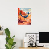Desert Bird Southwestern Landscape Wall Art ポスター (ホームオフィス)