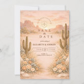 Desert Blush Cactus Landscape Wedding セーブザデート (正面)