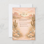 Desert Blush Cactus Landscape Wedding 出欠カード (正面)