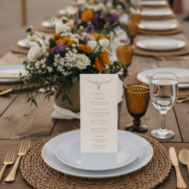 Desert Boho Cow Skull Wedding Menu Card メニュー