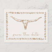 Desert Boho Cow Skull Wedding Save the Date 案内ポストカード (正面)