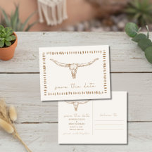 Desert Boho Cow Skull Wedding Save the Date