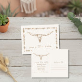 Desert Boho Cow Skull Wedding Save the Date 案内ポストカード
