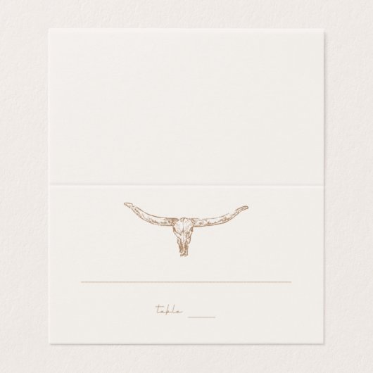 Desert Boho Cow Skull Wedding Seating Table Card (外部フラット)