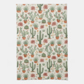 Desert Cacti Succulent Seamless Pattern キッチンタオル (縦)