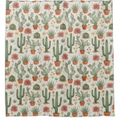 Desert Cacti Succulent Seamless Pattern シャワーカーテン (正面)