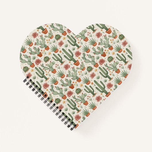 Desert Cacti Succulent Seamless Pattern ノートブック (正面)
