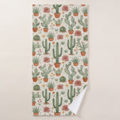 Desert Cacti Succulent Seamless Pattern バスタオル (バスタオル)