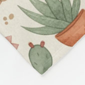 Desert Cacti Succulent Seamless Pattern フリースブランケット (角)