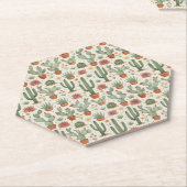 Desert Cacti Succulent Seamless Pattern ペーパーコースター (アングル)