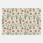 Desert Cacti Succulent Seamless Pattern ラッピングペーパーシート (正面2)