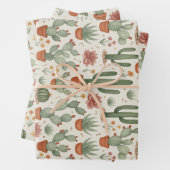 Desert Cacti Succulent Seamless Pattern ラッピングペーパーシート (インサイチュ)