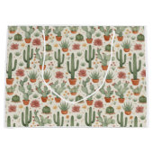 Desert Cacti Succulent Seamless Pattern ラージペーパーバッグ (正面)