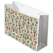 Desert Cacti Succulent Seamless Pattern ラージペーパーバッグ (正面アングル)