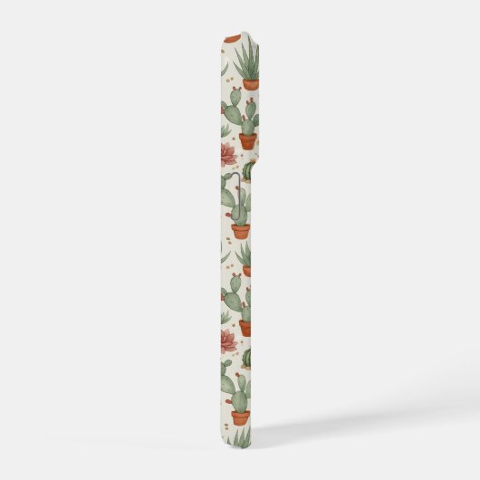 Desert Cacti Succulent Seamless Pattern iPhoneケース (右側面)