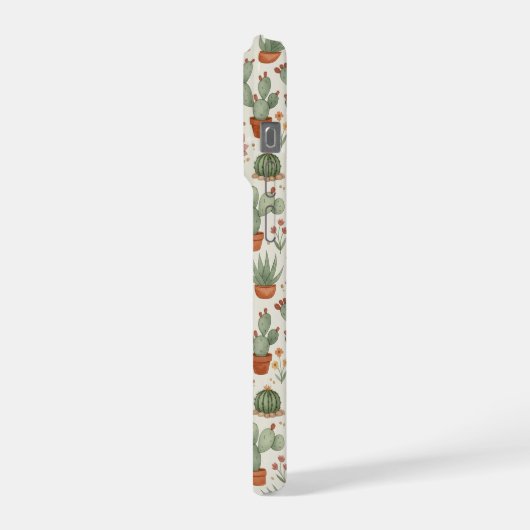 Desert Cacti Succulent Seamless Pattern iPhoneケース (左側面)