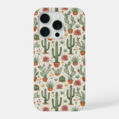 Desert Cacti Succulent Seamless Pattern iPhoneケース (裏面)