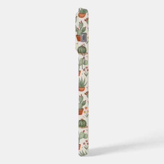 Desert Cacti Succulent Seamless Pattern iPhoneケース (左側面)