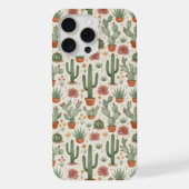 Desert Cacti Succulent Seamless Pattern iPhoneケース (裏面)