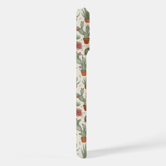 Desert Cacti Succulent Seamless Pattern iPhoneケース (右側面)