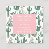 Desert Cacti Succulents Watercolor CUSTOM HANG TAG スクエア名刺 (裏面)