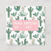 Desert Cacti Succulents Watercolor CUSTOM HANG TAG スクエア名刺 (正面)