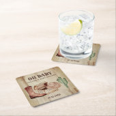 Desert Cactus Baby Cowboy Hat Shoes Party スクエアペーパーコースター (インサイチュ)