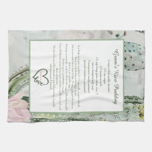 Desert Cactus Family Recipe Keepsake Custom  キッチンタオル (横)