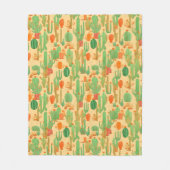 Desert Cactus Floral Bloom Pattern フリースブランケット (正面)