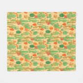 Desert Cactus Floral Bloom Pattern フリースブランケット (正面(横))