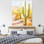 Desert Cactus Painting, Southwestern Wall Art キャンバスプリント (インサイチュ (寝室))