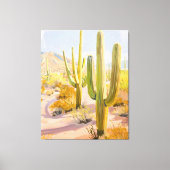 Desert Cactus Painting, Southwestern Wall Art キャンバスプリント (正面)