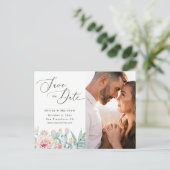Desert Cactus Photo Save the Date. Elegant Wedding ポストカード (スタンド正面)