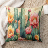 Desert Cactus Pillow - Boho Southwest Decor Cushio クッション (ブランケット)
