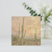 Desert Cactus Plants On Wood Grain Photo Image カード (スタンド正面)