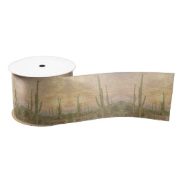 Desert Cactus Plants On Wood Grain Photo Image サテンリボン