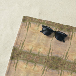 Desert Cactus Plants On Wood Grain Photo Image ビーチタオル