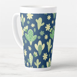 Desert Cactus & Succulent Pattern カフェラテマグ