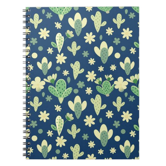 Desert Cactus & Succulent Pattern ノートブック (正面)